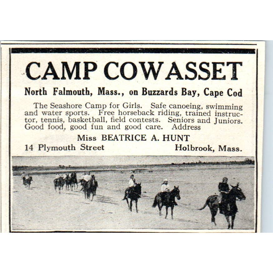 Camp Cowasset North Falmouth MA Buzzards Bay Cape Cod - 1921 Original Ad TJ7-S8
