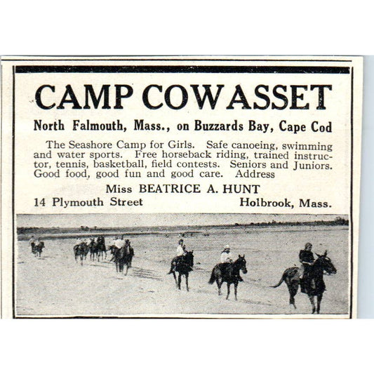 Camp Cowasset North Falmouth MA Buzzards Bay Cape Cod - 1921 Original Ad TJ7-S8