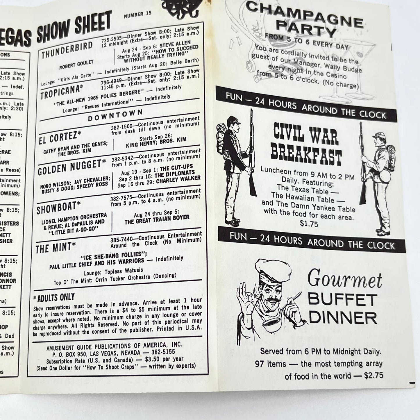 1960s Las Vegas Show Sheet Hacienda Hotel Hank Henry Burlesque Boxing AB2