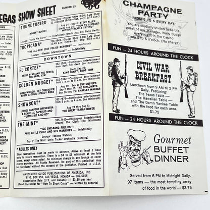 1960s Las Vegas Show Sheet Hacienda Hotel Hank Henry Burlesque Boxing AB2
