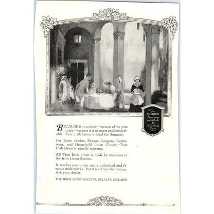 c1920 Harper's Magazine Ad - Irish Linen Society Belfast Ireland TF6-1