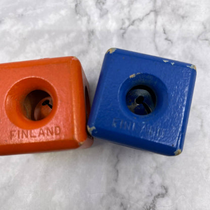1960s Wooden Rattle Cube with Bell Set of 2 Made in Finland 1.5” SE6