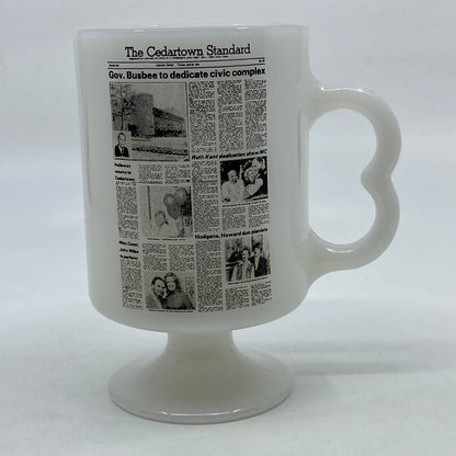 1970s Cedartown Standard GA Busbee to Dedicate Civic Complex Milk Glass Mug TC3