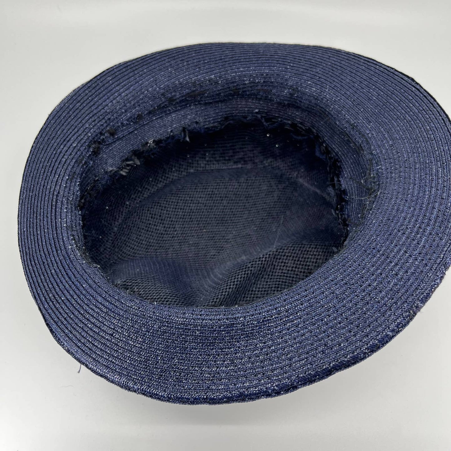 Vintage Woman’s Navy Blue Straw Woven Sunday Hat HB1