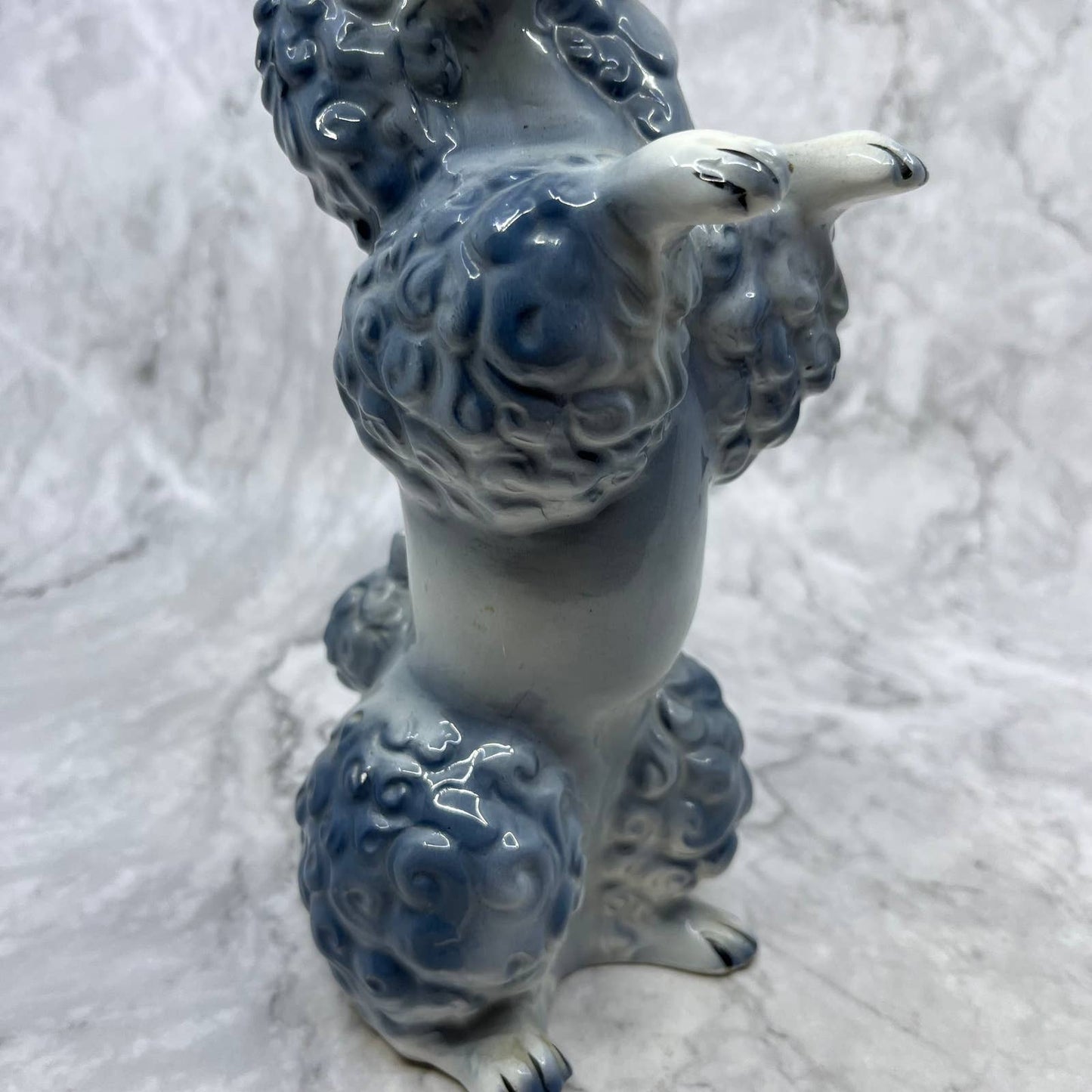 Vintage MCM Blue Gray Poodle Hand Painted Porcelain Figurine 9" TJ1