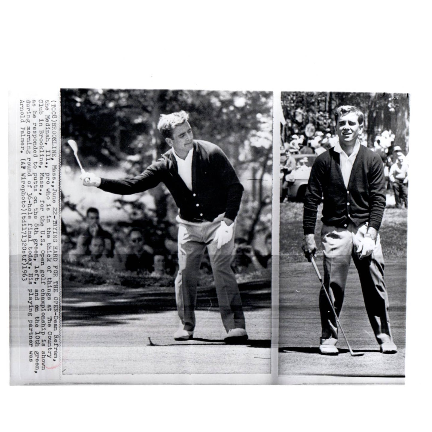 1963 Original Press Photo Golf Dean Refram US Open Brookline MA 8x10" AD2