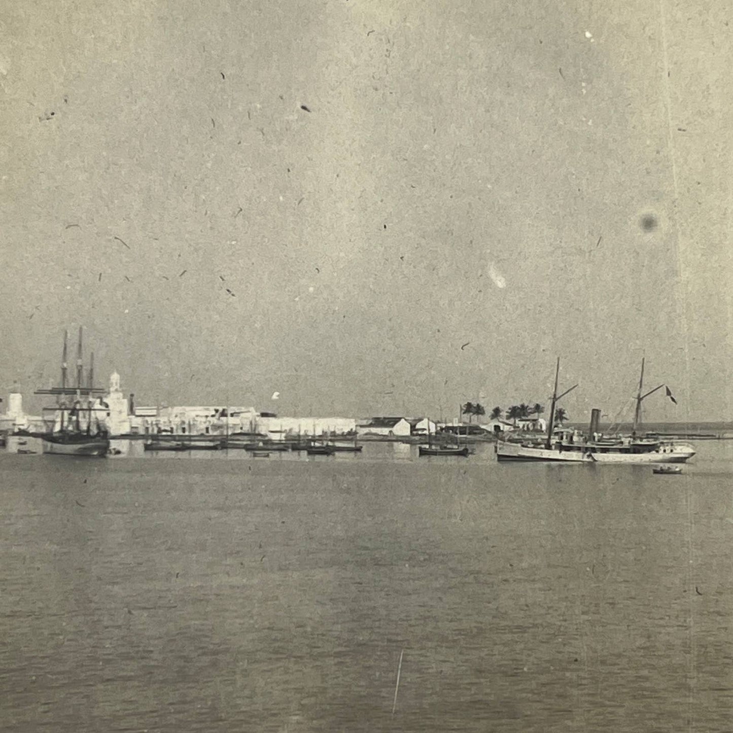 1903 Photo Mexican Gunboats in Veracruz Harbor Fortress Juan de Ulloa AC7