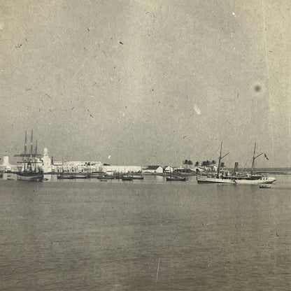 1903 Photo Mexican Gunboats in Veracruz Harbor Fortress Juan de Ulloa AC7