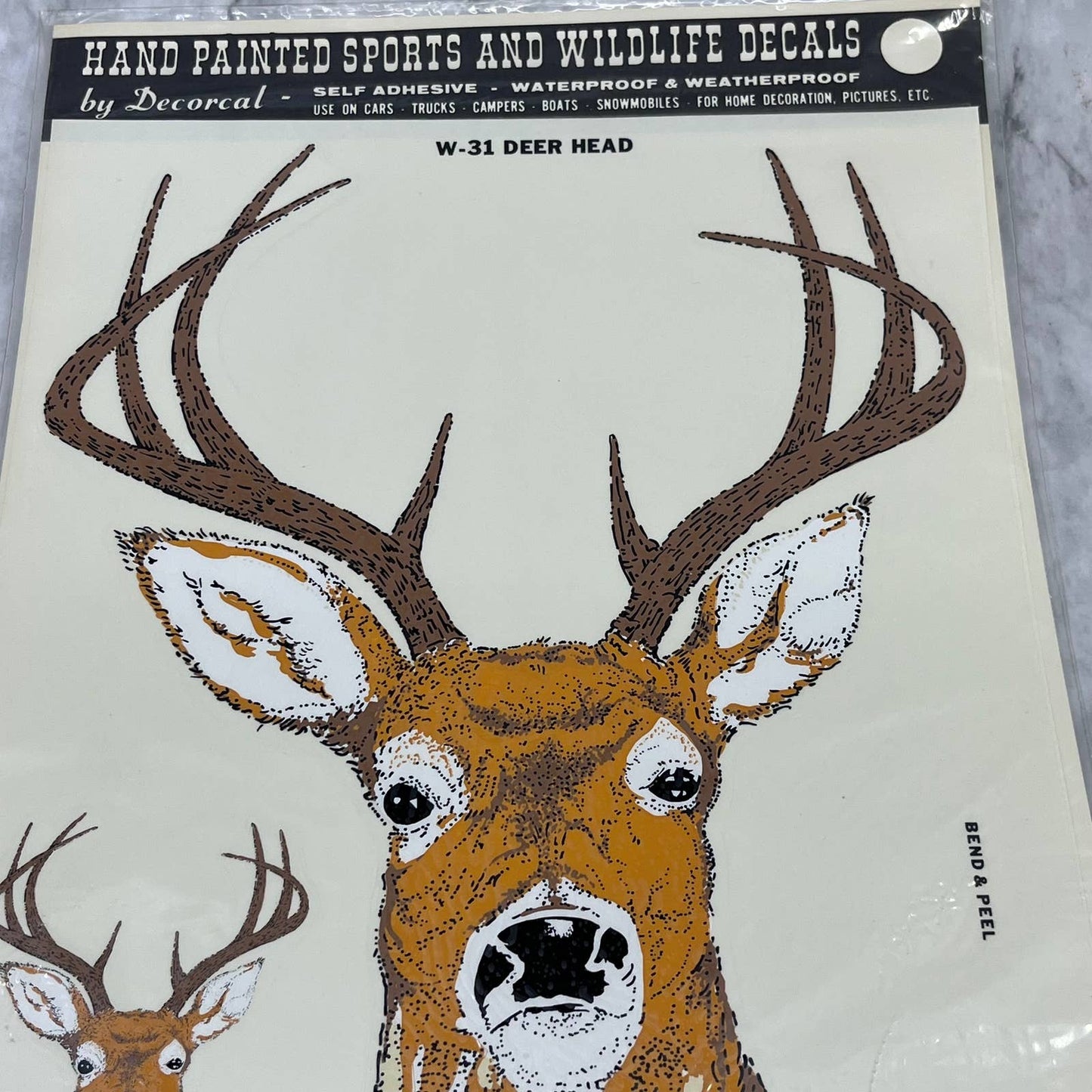 1986 NEW NOS Decorcal Sports & Wildlife Decal W-31 Deer Head Buck Hunting FL5
