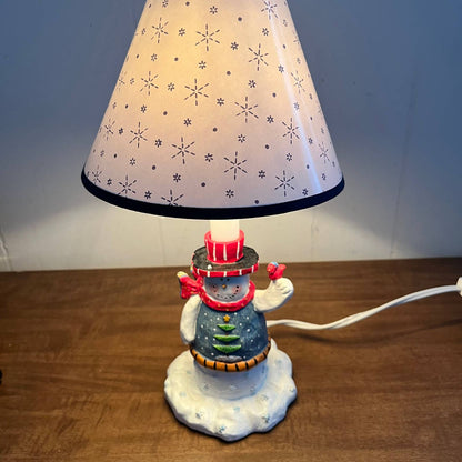 Vintage Santa's Workbench Novelty Resin Lamp Light Frosty the Snowman in box