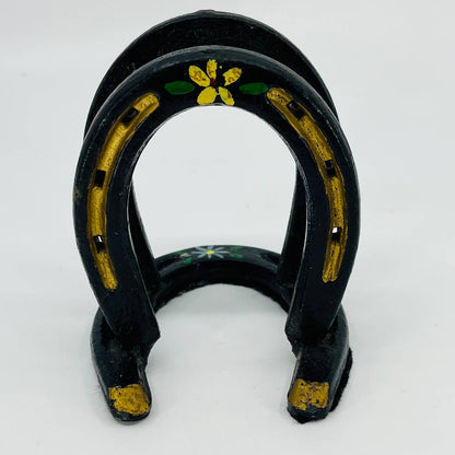 Vintage Cast Iron Hand Painted Horseshoe Napkin Holder TD9