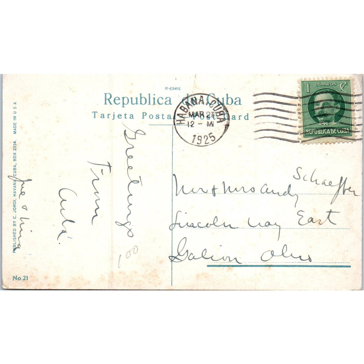 Old City Wall Relic and Angel Church 1925 Havana Cuba Original Postcard TK1-P16