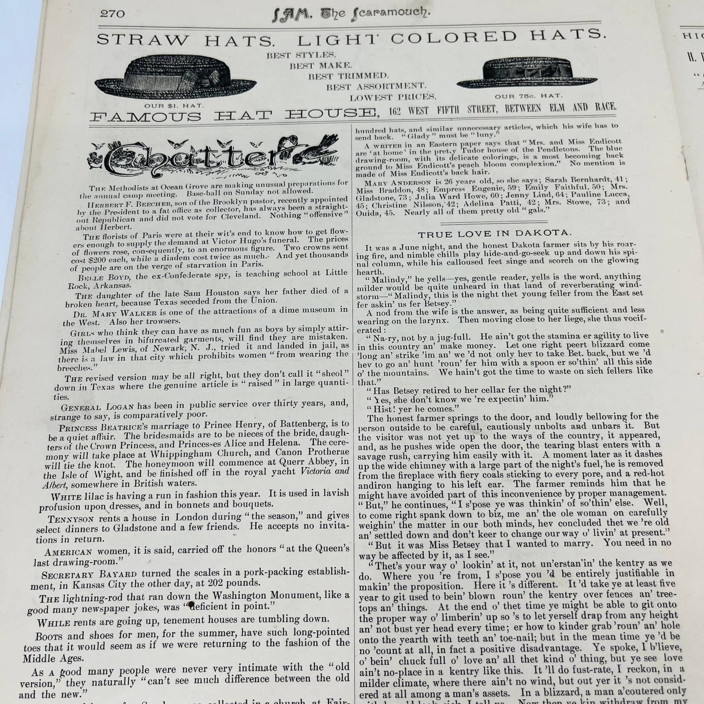 1885 June - Sam the Scaramouch Tabloid Magazine Cincinnati OH C10