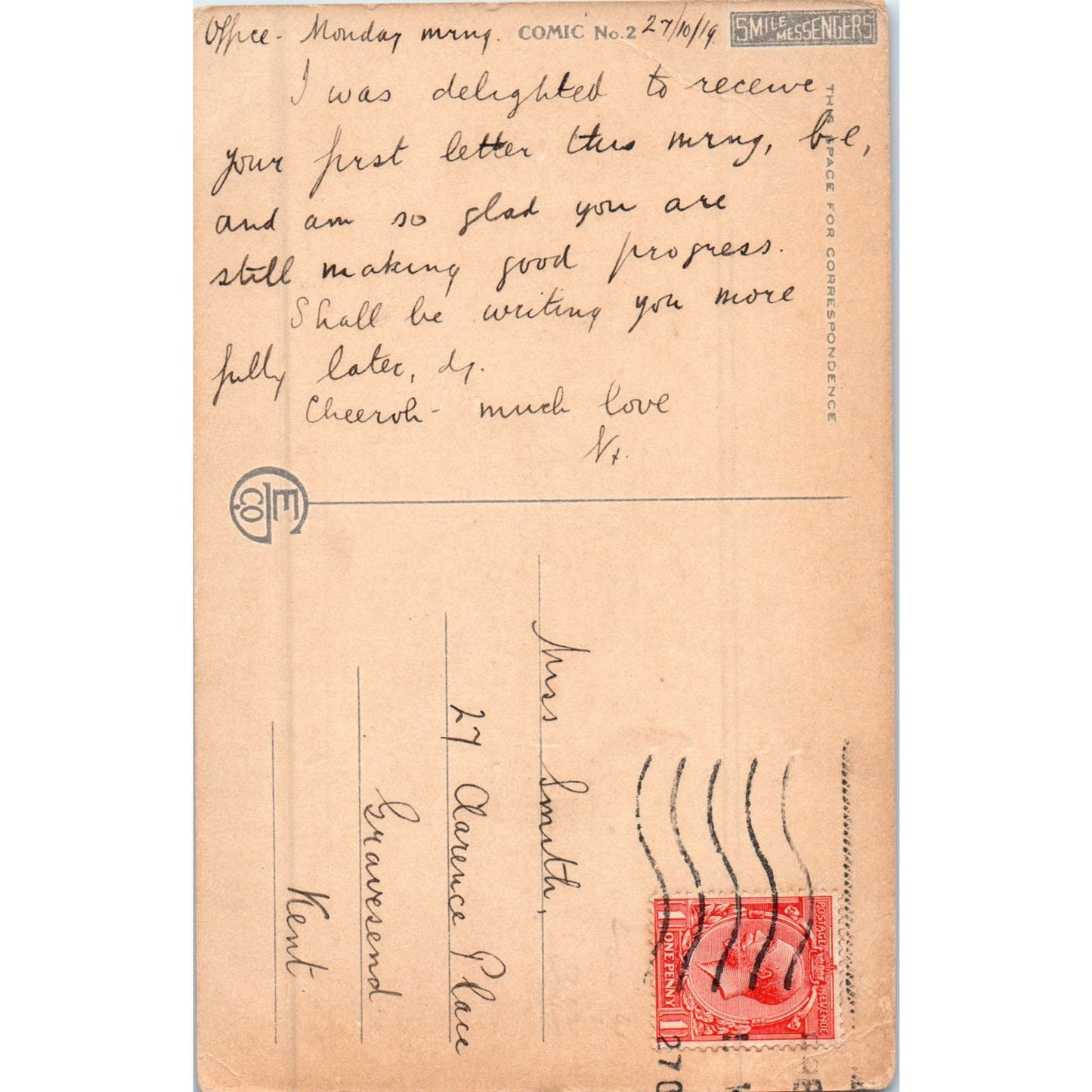 Little Boy "...There's Microbes in Kisses" Charles Twelvetrees Postcard P2-4