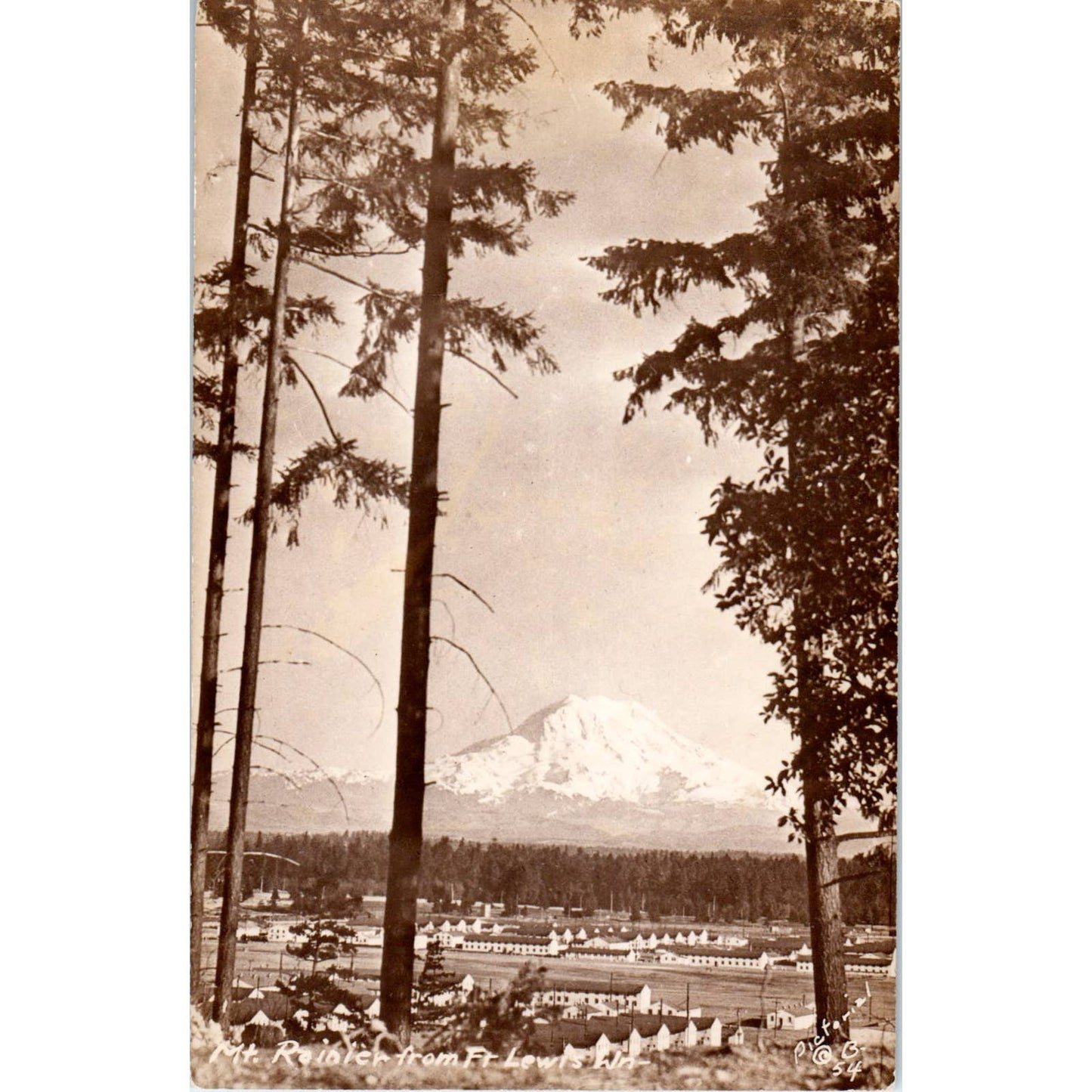 Vintage Postcard Mt. Rainier from Fort Lewis Washington TD9-W2