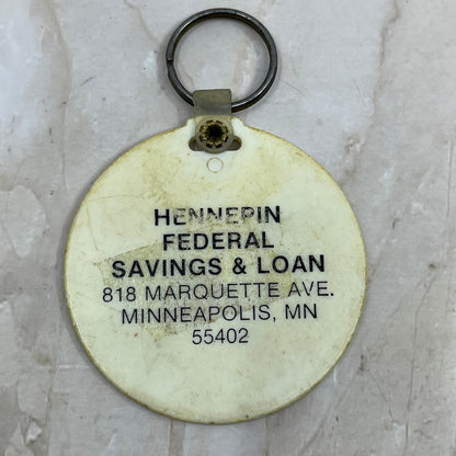 Vintage What's Heppenin Hennepin Federal Savings Minneapolis MN Keychain TE5-S2