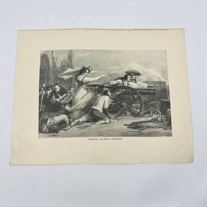 1880s Victorian Print Engraving Byron Childe Garold AUGUSTINA, MAID OF SARAGOSSA