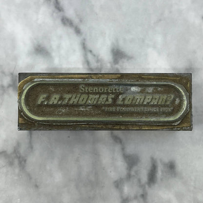 Vintage Letterpress Printers Block Plate F.A. Thomas Company Stenorette TJ52