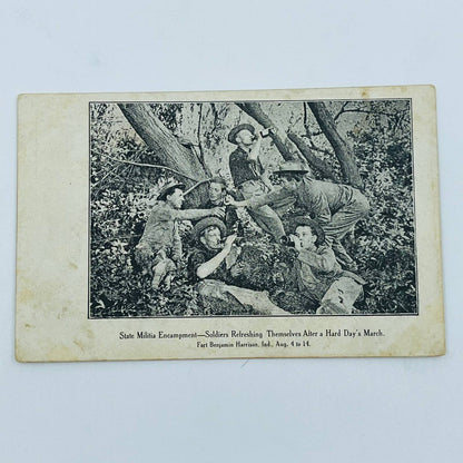 c1918 Postcard WWI State Militia Ft. Benjamin Harrison Soldiers Refreshing PA9