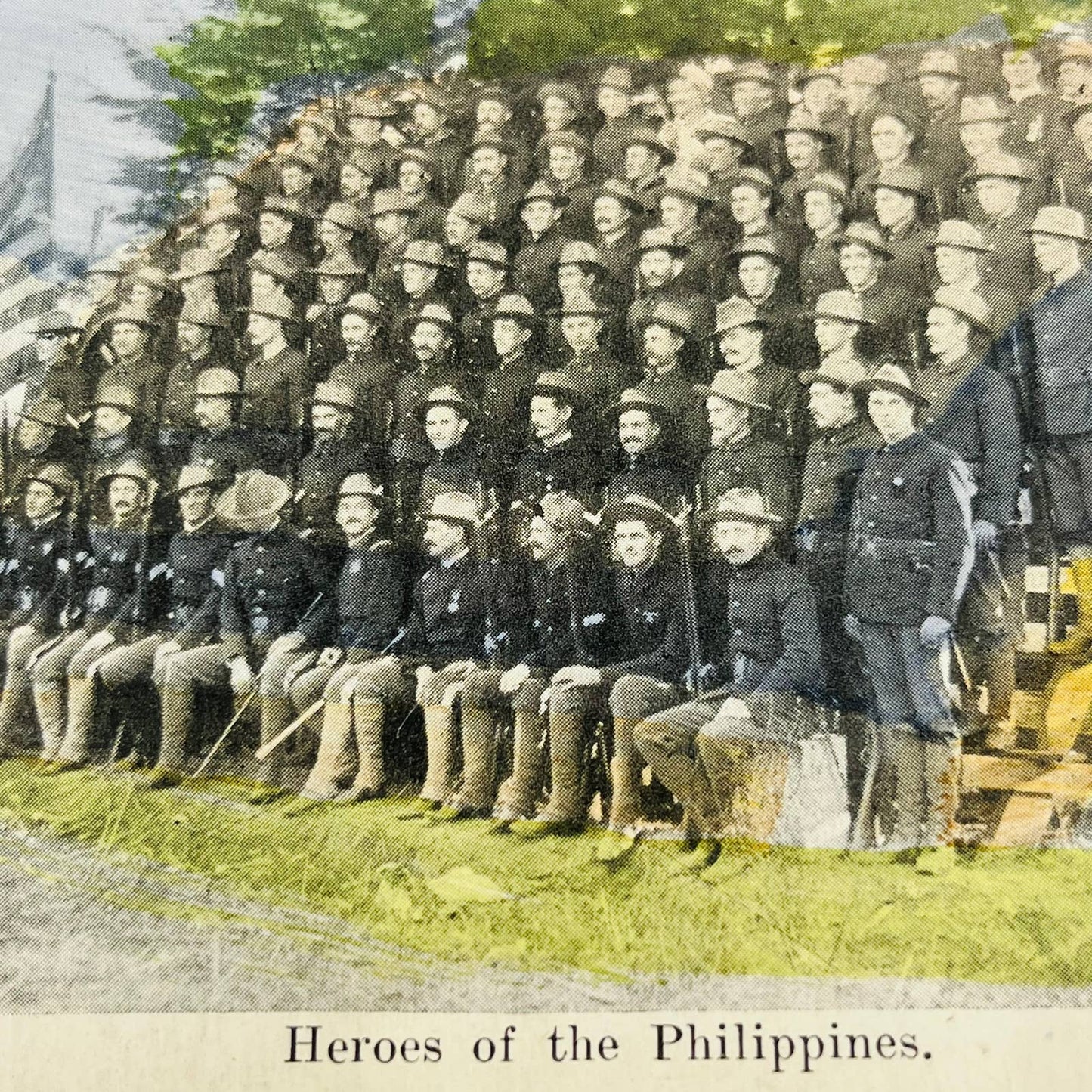 1898 Stereoview Tinted Spanish-American War Heroes of the Philippines Manila