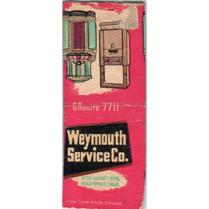 Weymouth Service Co Hollywood CA Advertising Matchbook Cover MM9-5