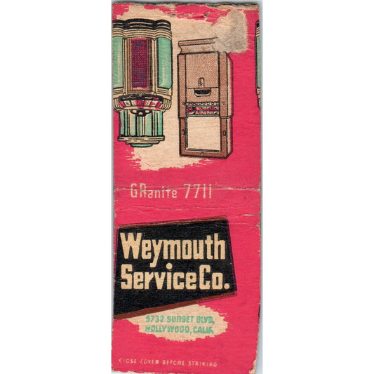 Weymouth Service Co Hollywood CA Advertising Matchbook Cover MM9-5