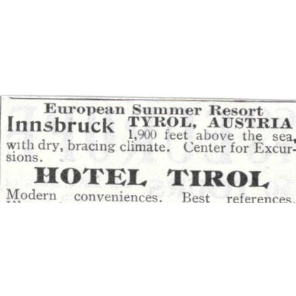 Hotel Tirol Innsbruck Austria Carl Landsee - 1903 Original Ad AK5-S32