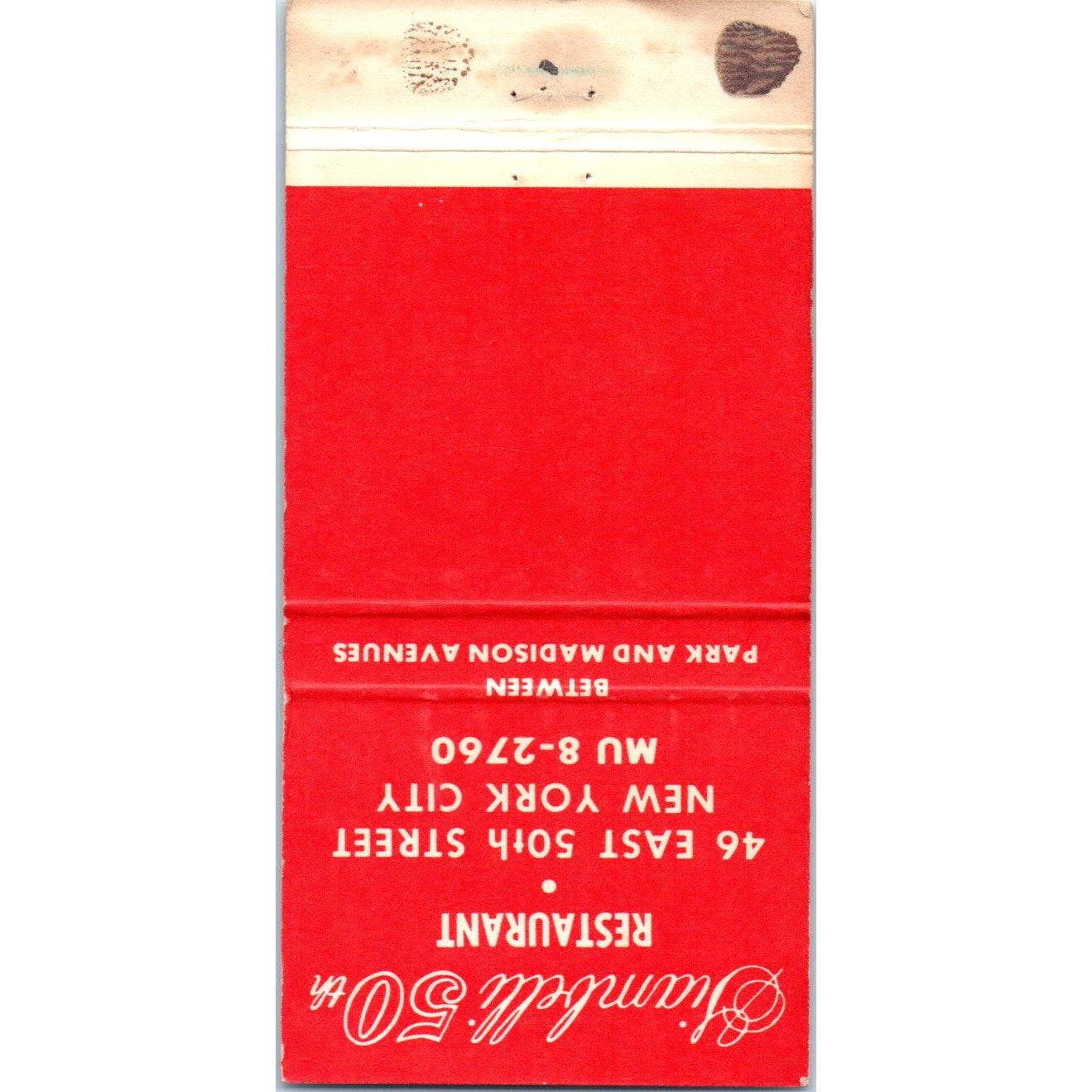 Giambelli 50th Italian Cuisine NYC Advertising Matchbook Cover MM9-6