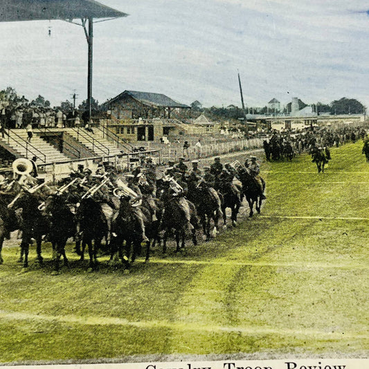 1898 Stereoview Card Tinted Spanish-American War US Army Calvary Troop Review