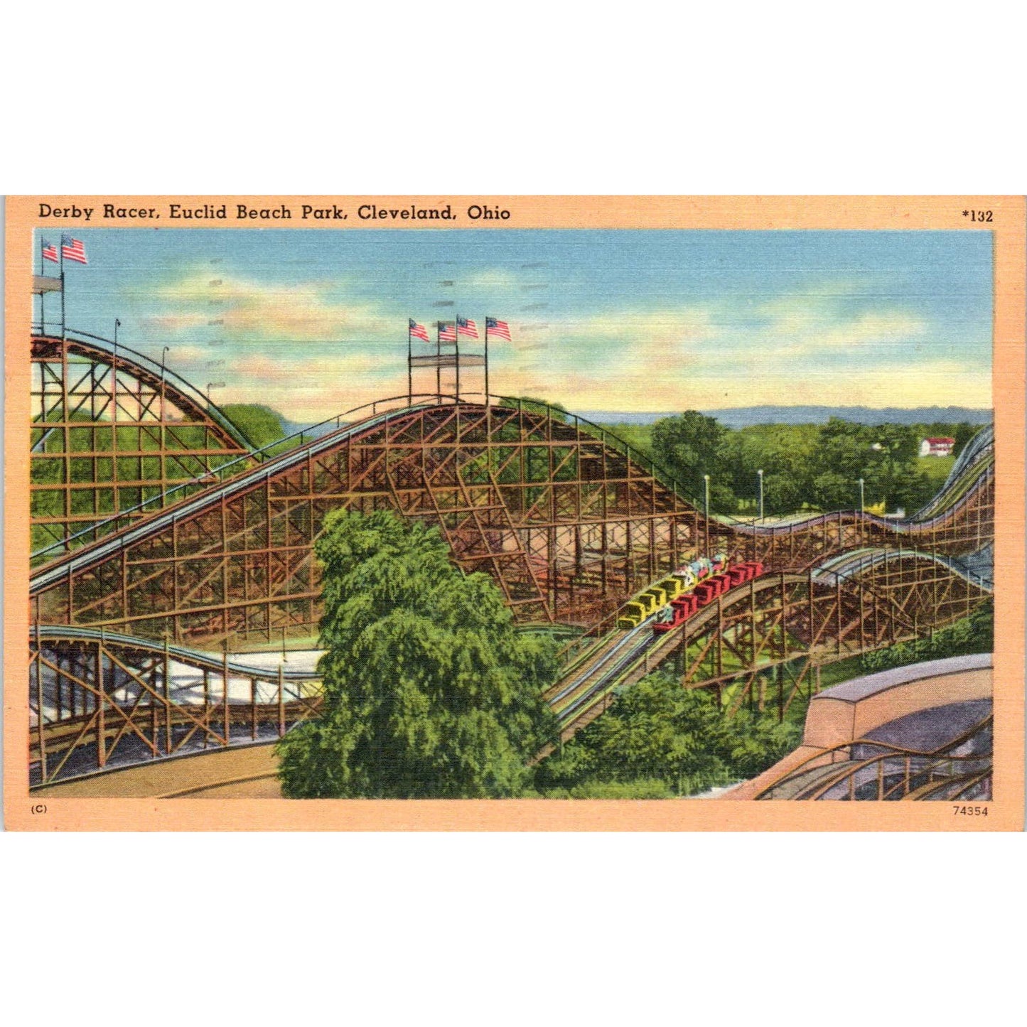 Derby Racer, Euclid Beach Park Cleveland OH 1951 - Original Postcard TJ9-P1