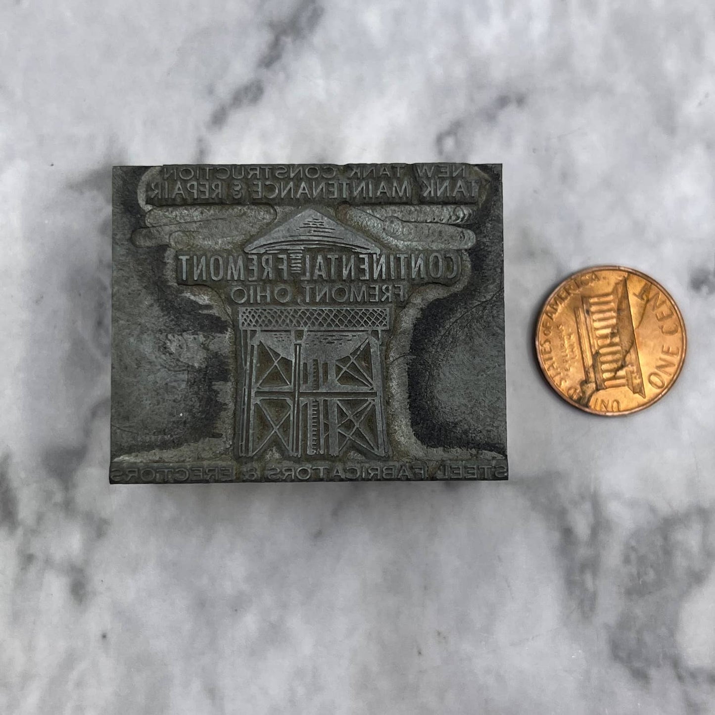 Vintage Printers Block Plate Continental Fremont Tank Repair Fremont OH TJ54