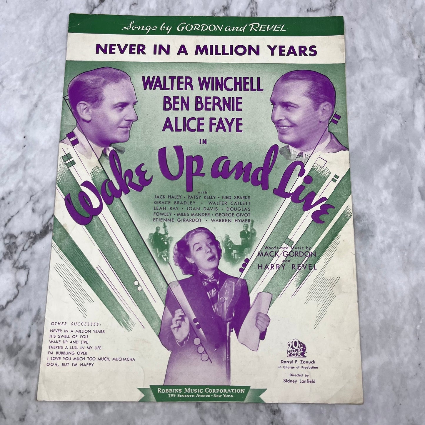 1937 Never in a Million Years - Wake Up and Live Sheet Music Mark Gordon V38