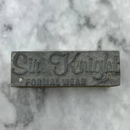Vintage Printing Letterpress Printers Block Plate Sir Knight Formal Wear TJ510