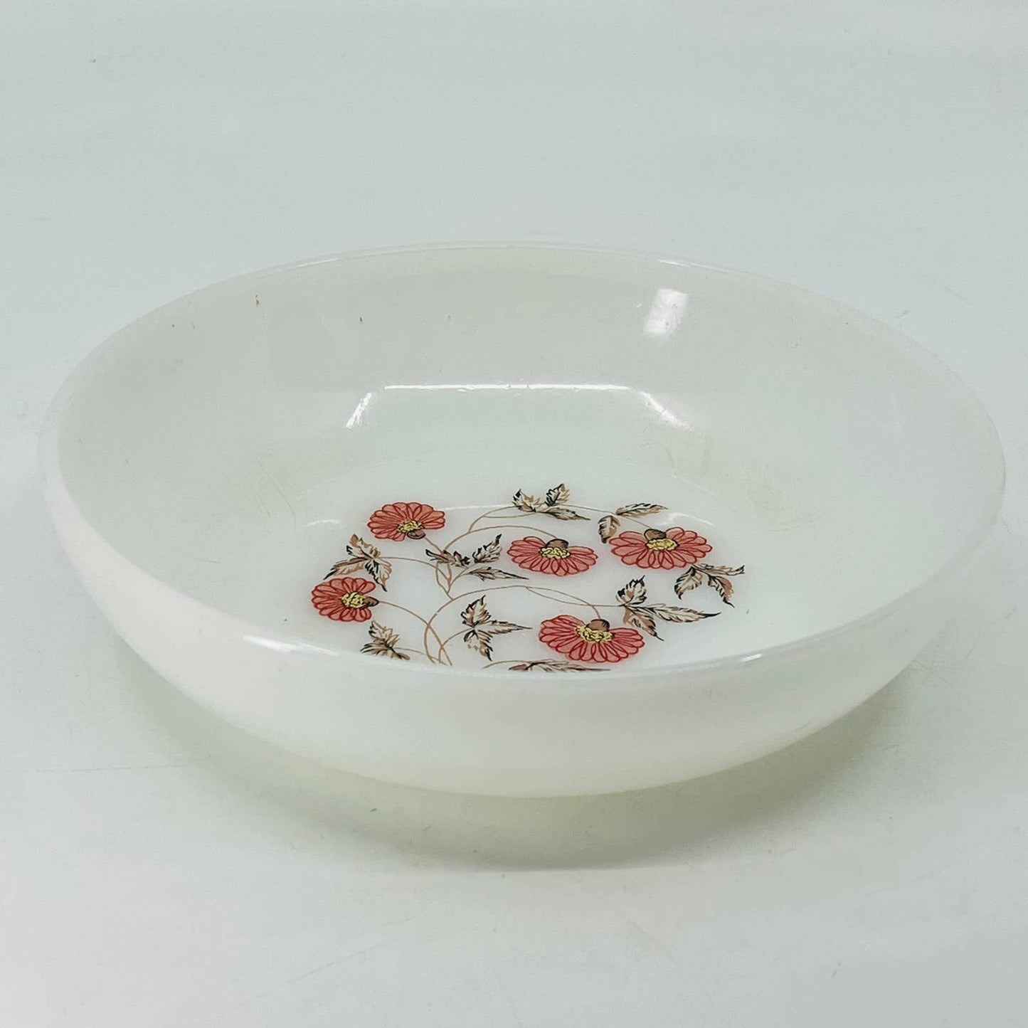 1950s MCM Fire King Fleurette Vintage Milk White Glass Soup Cereal Bowl 6.5” TC9