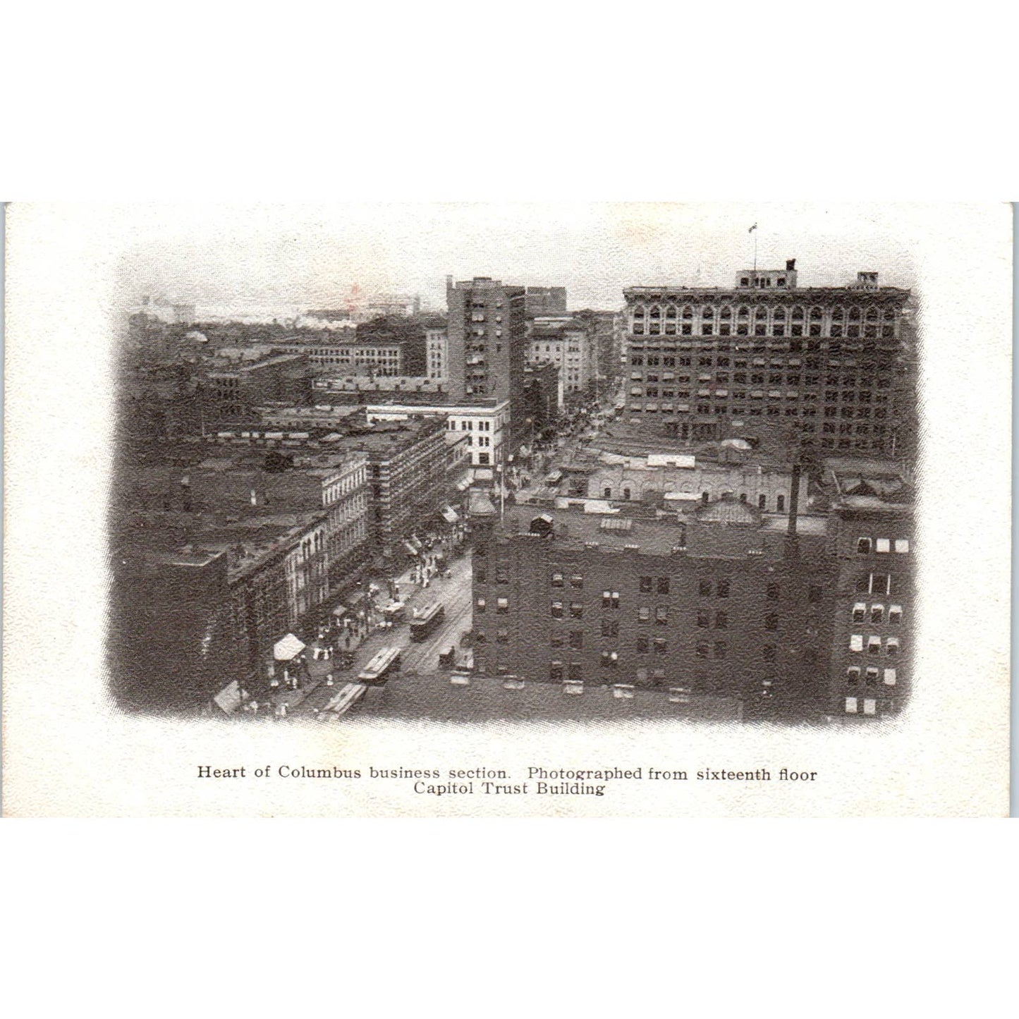 Antique Postcard Columbus Business Section From Capitol Trust Building TD9