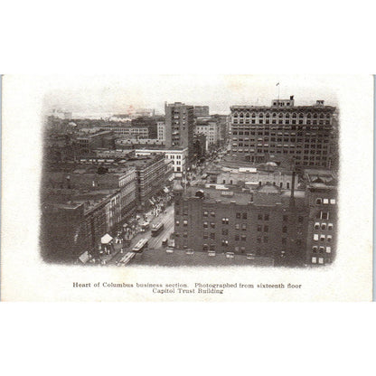 Antique Postcard Columbus Business Section From Capitol Trust Building TD9