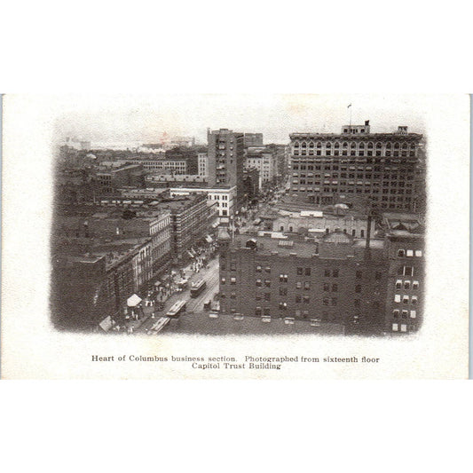 Antique Postcard Columbus Business Section From Capitol Trust Building TD9