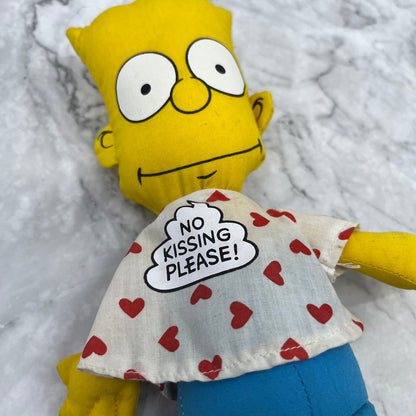 1990 Bart Simpson Plush Valentines Doll No Kissing Please By Dan Dee 10" TK3