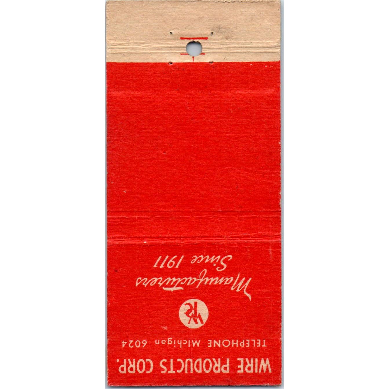 Wire Products Corporation Los Angeles CA Advertising Matchbook Cover SA1-M7