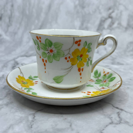 Cup & Saucer Hand Painted Floral Phoenix Bone China Thomas Forester & Sons TA7