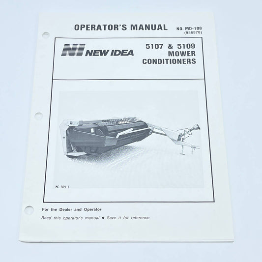 Original 1990 New Idea MD-108 5107 & 5109 Mower Conditioners Operator Manual TB9