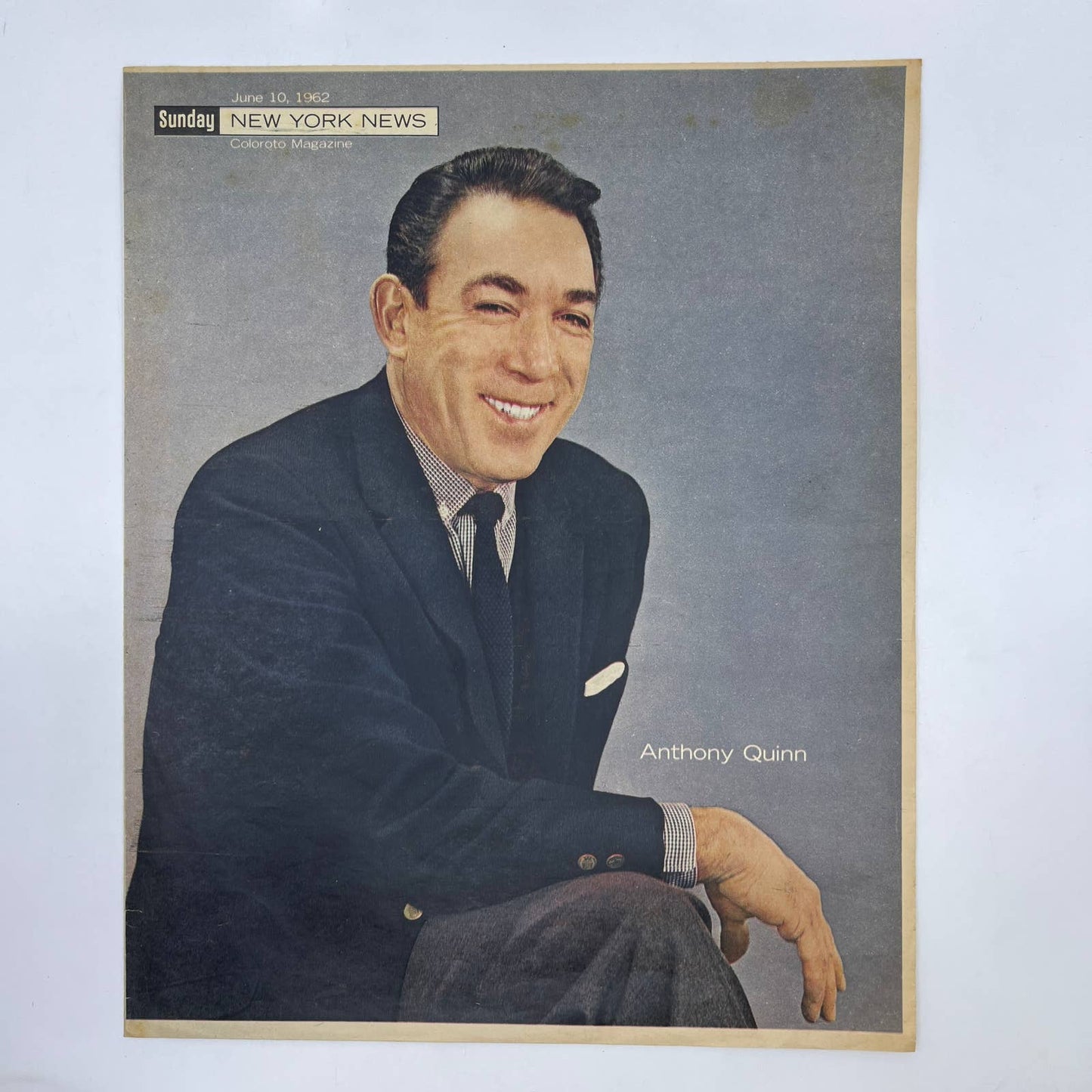 1962 ANTHONY QUINN Sunday New York News Coloroto Magazine Cover Only FL4