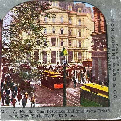 Post Office Building from Broadway New York NY Antique Stereoview Card TJ9-V2