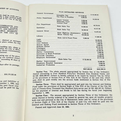 1965 Ordinances of the City of Menomoniee MI - Kenneth O. Doyle TF8