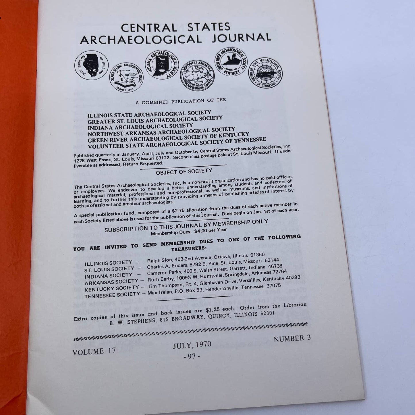 1970 July - Central States Archaeological Journal Volume 17 Number 3 TH8