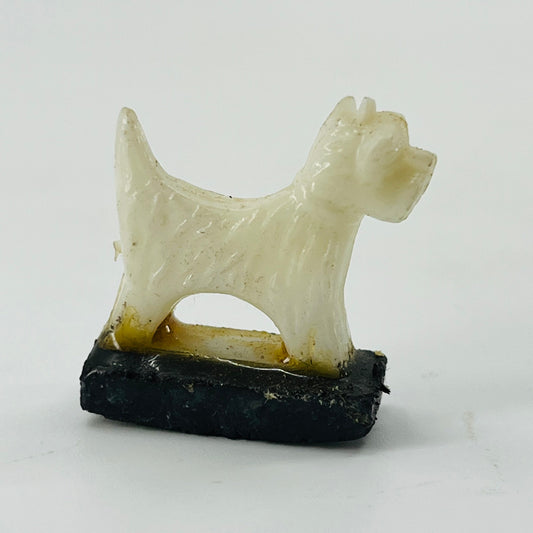 Vintage Mini White Celluloid Scottish Terrier Scotty Dog Magnet 1” SB2