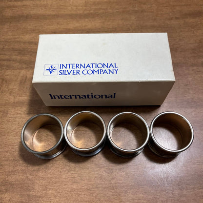 1970s Silver Plate Napkin Bands Rings International Silver Co. Set of 4 TA1