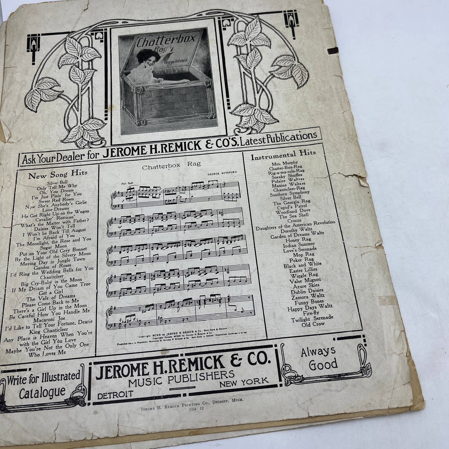 1911 Antique Everybody Two-Step Rag Sheet Music Wallie Herzer Jerome Remick FL4