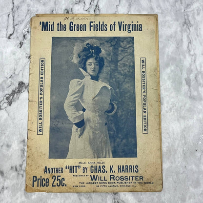 'Mid The Green Fields of Virginia Rossiter 1890s Songster Sheet Music TK2-SM4