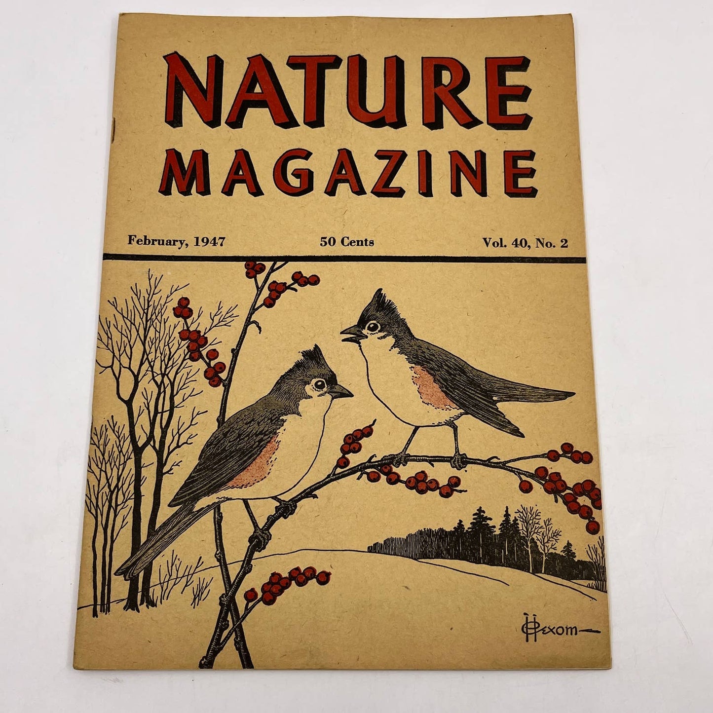 Nature Magazine Feb 1947- Tufted Titmice Hexom Lincoln's Woods TC1